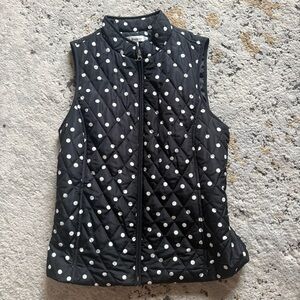 Croft & Barrow Black Quilted Vest with White Polka Dots